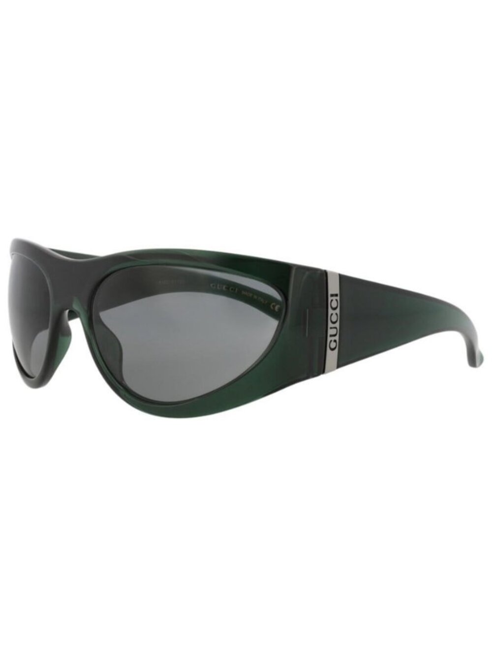 New Gucci Mens Shield/Wrap Green Green Grey Fashion Designer Sunglasses
